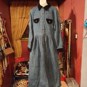 Bossy Denim With Velvet Dress M